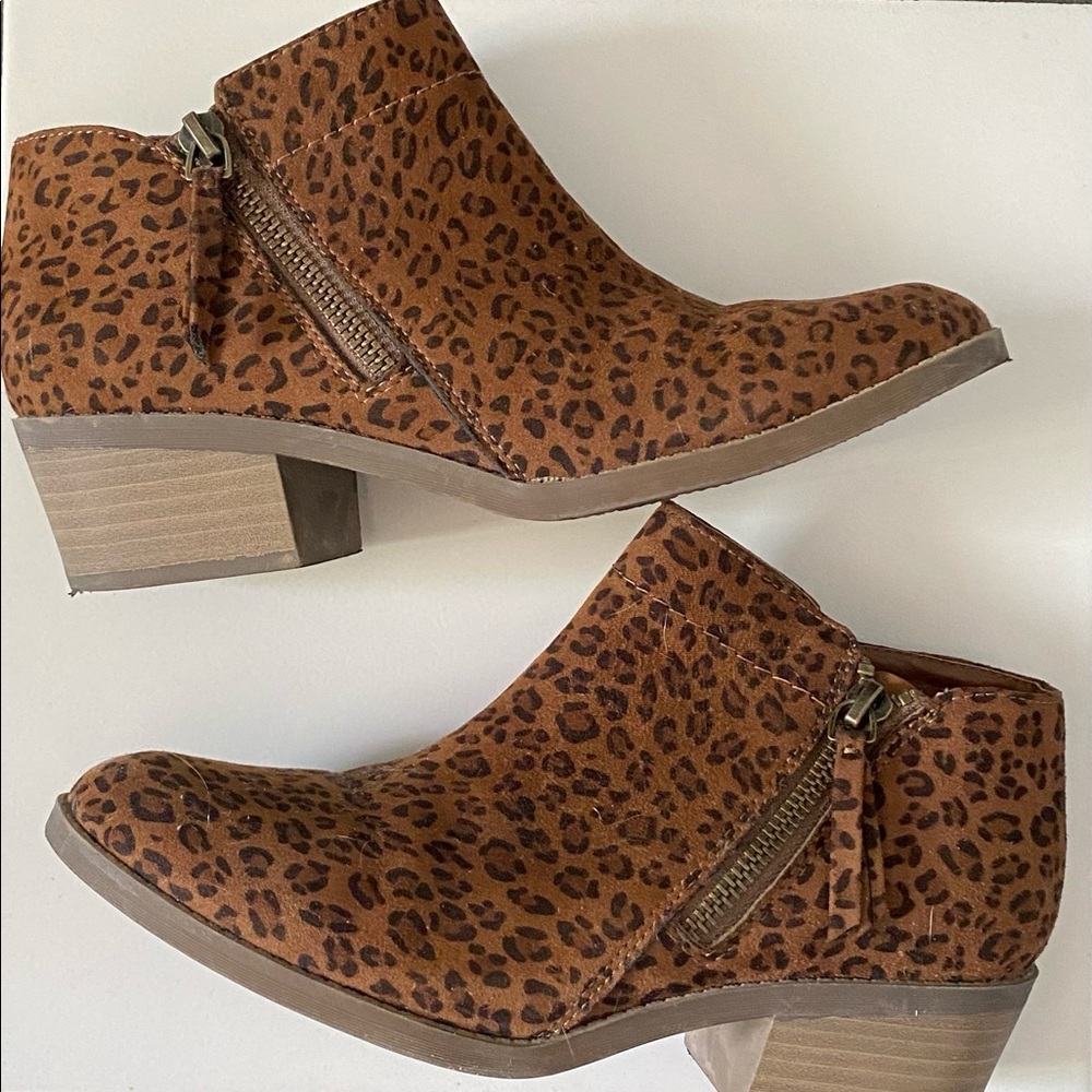 Cheetah print booties